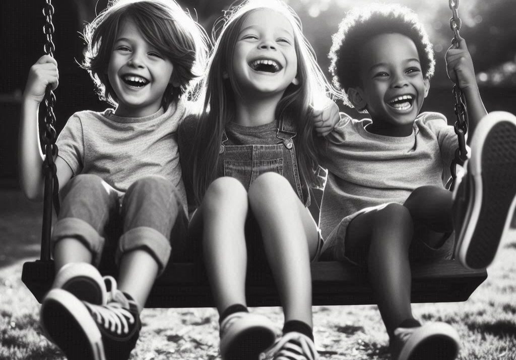 a photo of kids on a swing